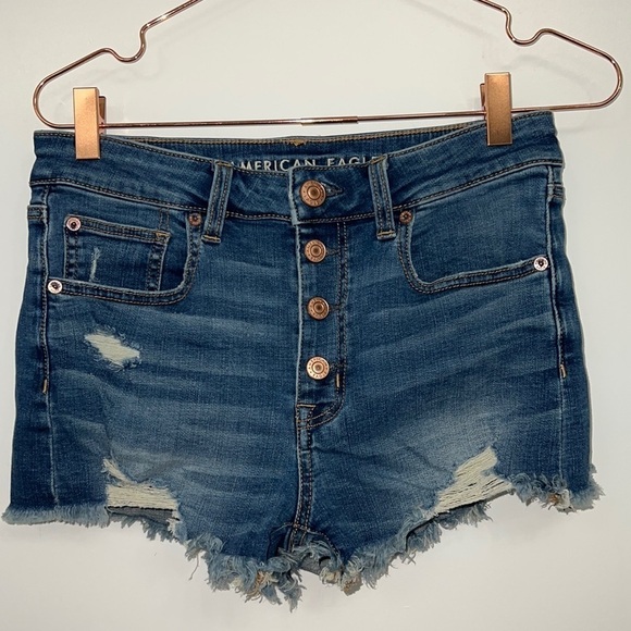 AMERICAN EAGLE OUTFITTERS HO-RISE SHORTIE JEAN SHORTS size 6 - Picture 1 of 12